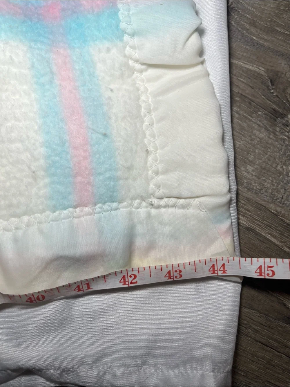 Vintage Esmond Baby Blanket Acrylic Pastel Plaid Nylon Trim 31x44